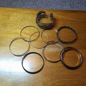 Brushed gold bangle bundle
